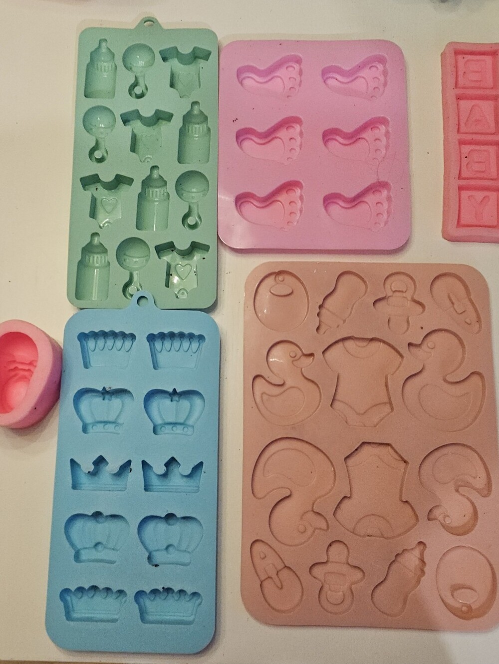 Baby Shower Silicone Mold Set — Pink, Blue, Mint
